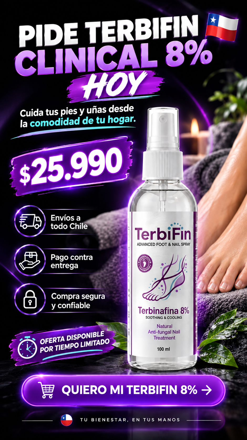 TerbiFin Clinical 8% - Spray anti hongos